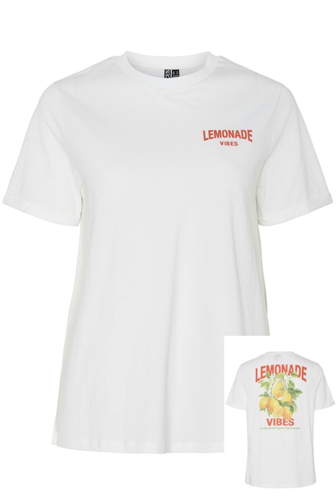 PCFIB SS PRINTED T-SHIRT JRS BC 17158302 BRIGHT WHITE/LEMONADE